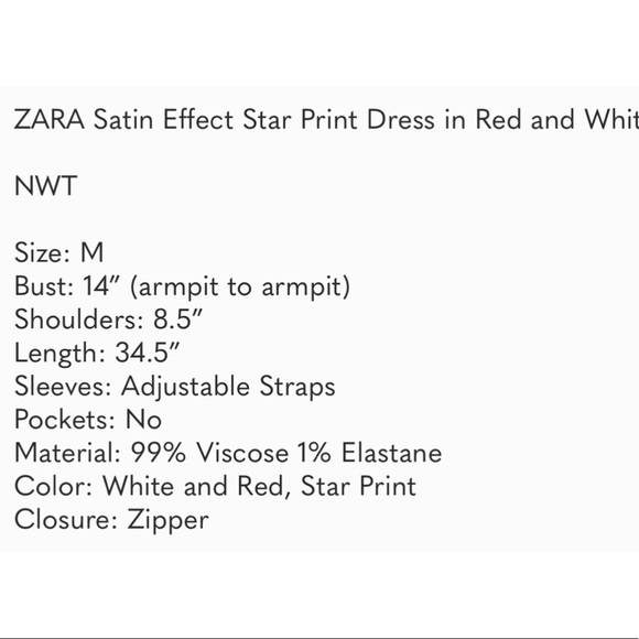 Zara Stars Spaghetti Straps Satin Red Mini Dress New Size M - Picture 11 of 11